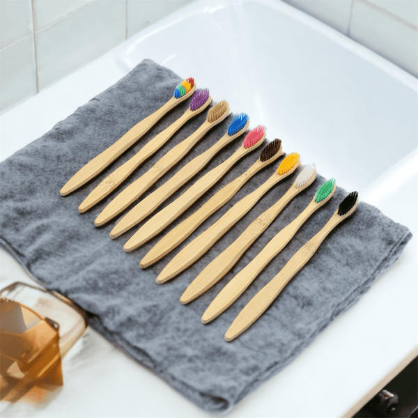 Colorful Bamboo Toothbrushes (10-Pack)