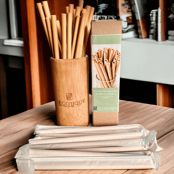 100% Biodegradable Bamboo Straws (10-Piece Set)