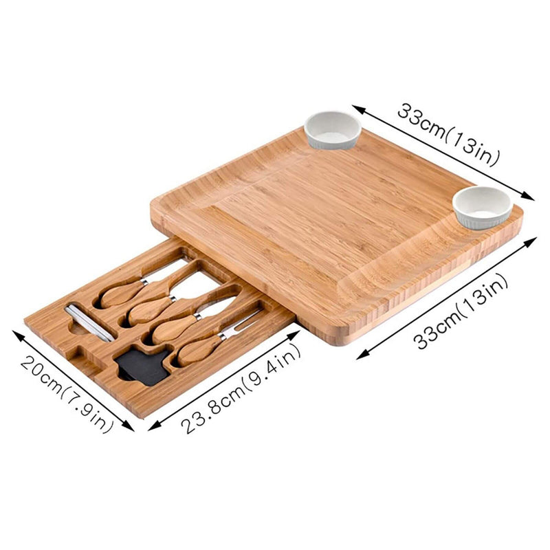 Bamboo Cheese Board With Cutlery Set
