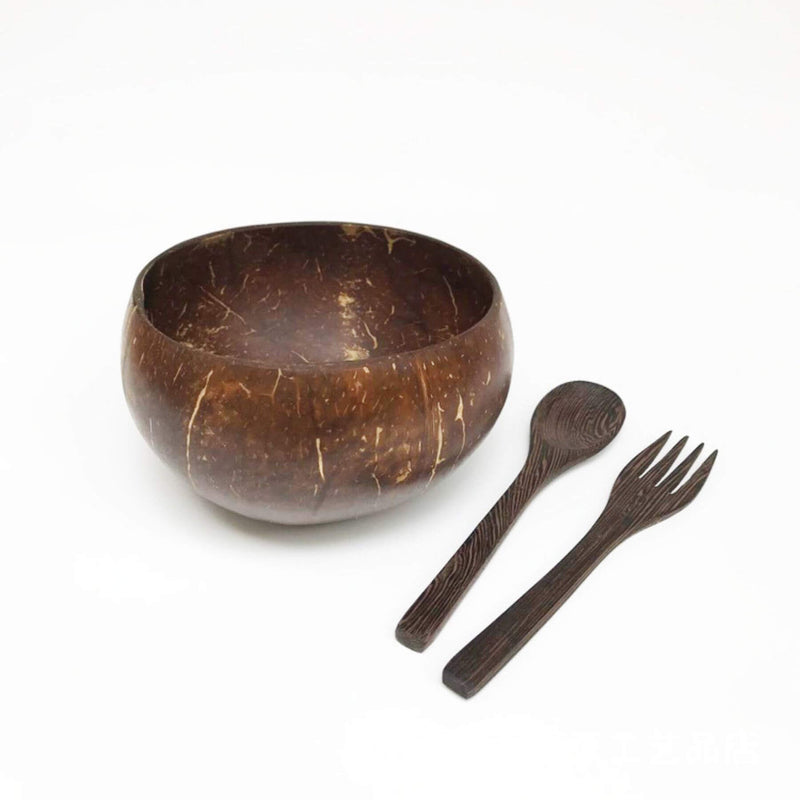 Handmade Coconut Bowls & Cutlery (4 Sets)