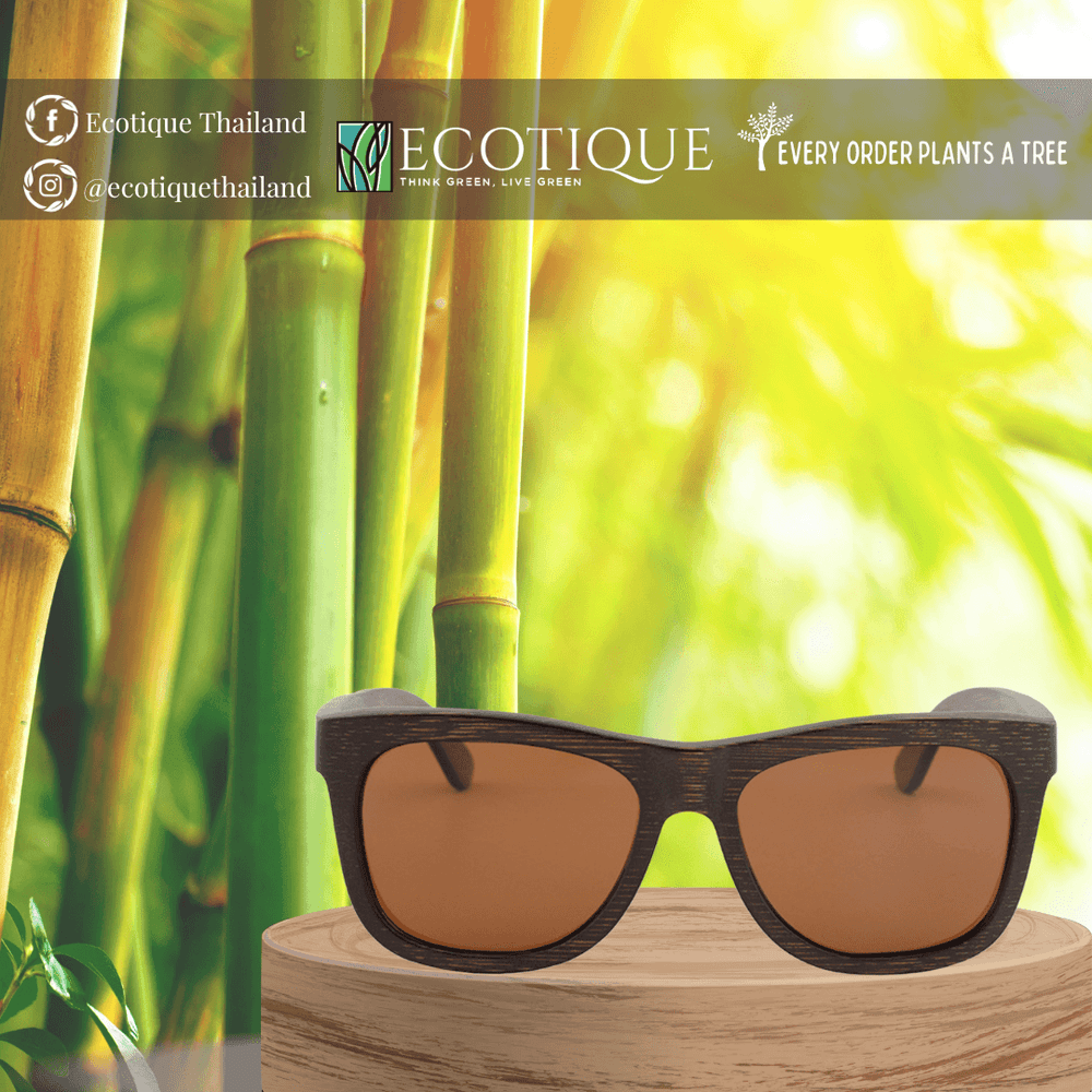 Classic Bamboo Sunglasses UV Protected Polarized Lens Ecotique Thailand